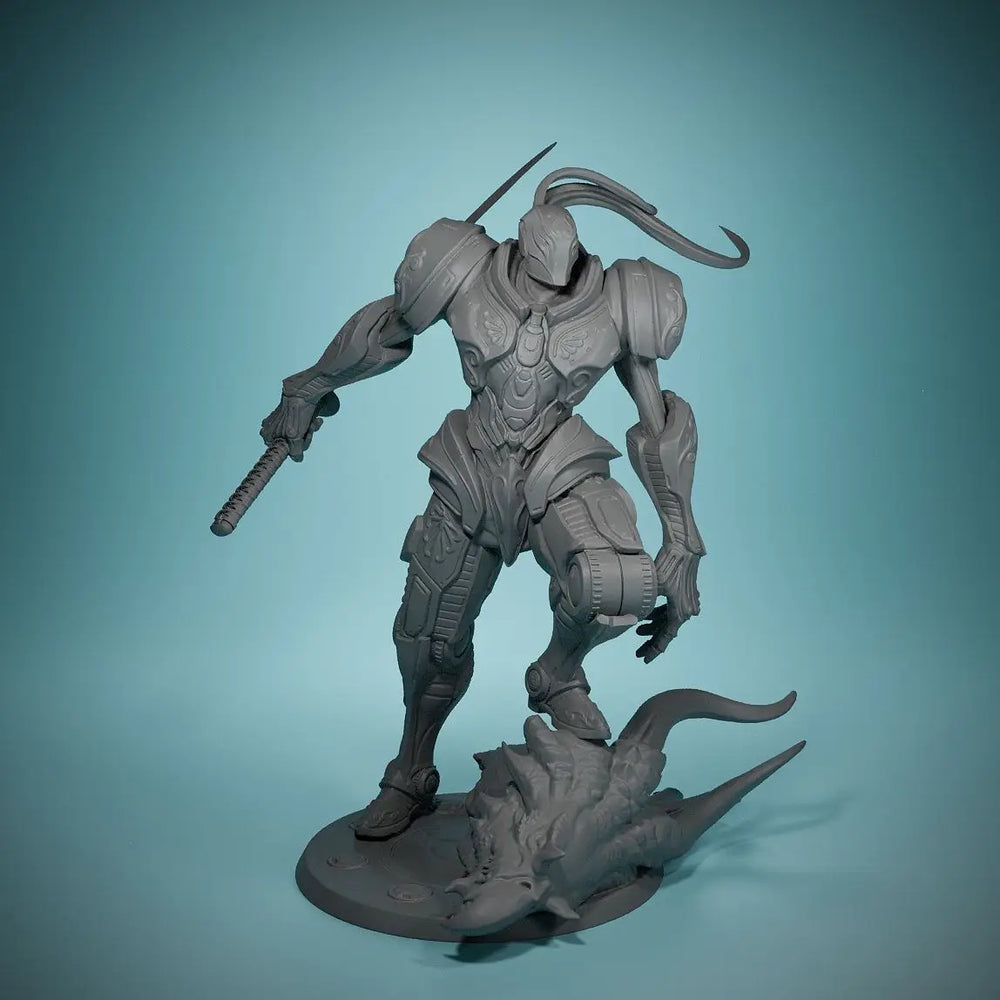 Ornate Demonic Warrior on Beast Base, Resin Model Figure Kit, Fantasy Theme, Unassembled and Unpainted