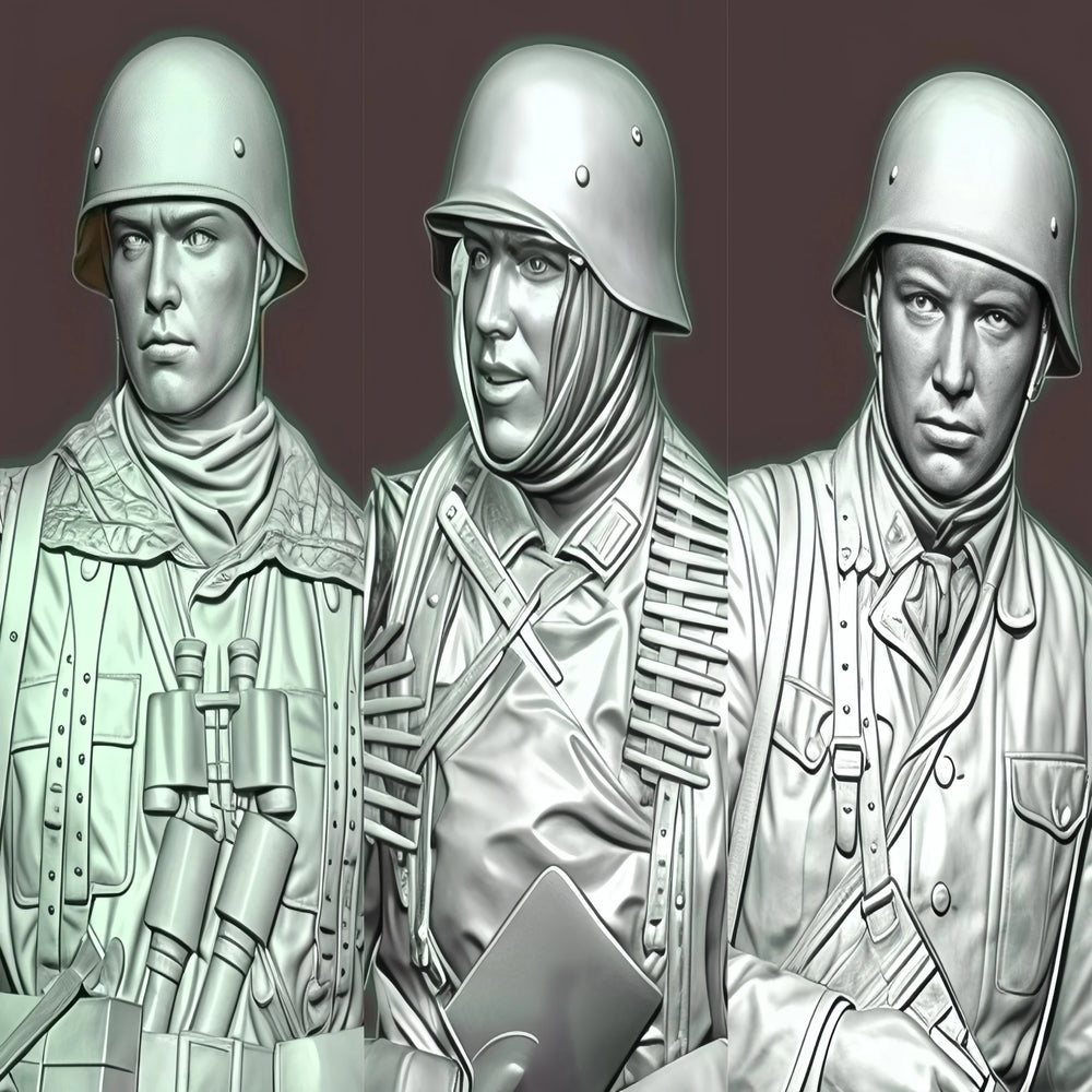 1/35 WWII German Infantry Busts and, 6 Figures, Resin Model Figure Kit, Unassembled and Unpainted
