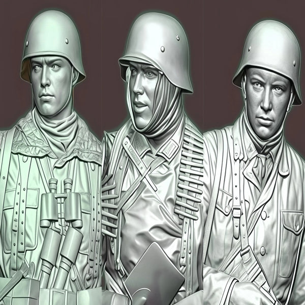 1/35 WWII German Infantry Busts and, 6 Figures, Resin Model Figure Kit, Unassembled and Unpainted