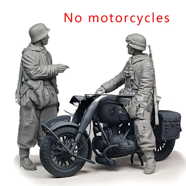1/35 WWII Motorcycle Patrol, 2 Figures, Resin Model Figure Kit, Unassembled and Unpainted