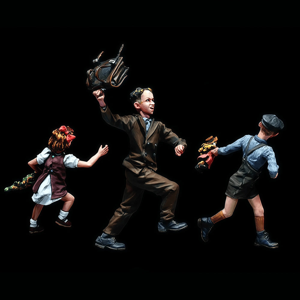1/35 Civilian, 3 Figures, Resin Model Figure Kit, Historical Theme, Unassembled and Unpainted