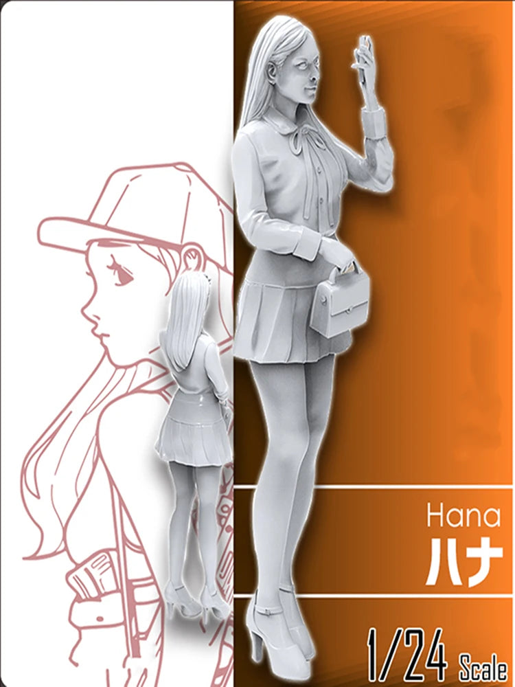 1/24 Modern Female in Casual Jacket with Raised Hand, Resin Model Figure Kit, Unassembled and Unpainted