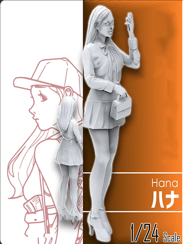 1/24 Modern Female in Casual Jacket with Raised Hand, Resin Model Figure Kit, Unassembled and Unpainted
