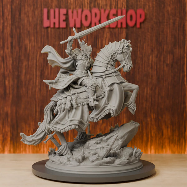 28mm Female Paladin on Pegasus, Resin Model Figure Kit, Fantasy Theme, Unassembled and Unpainted