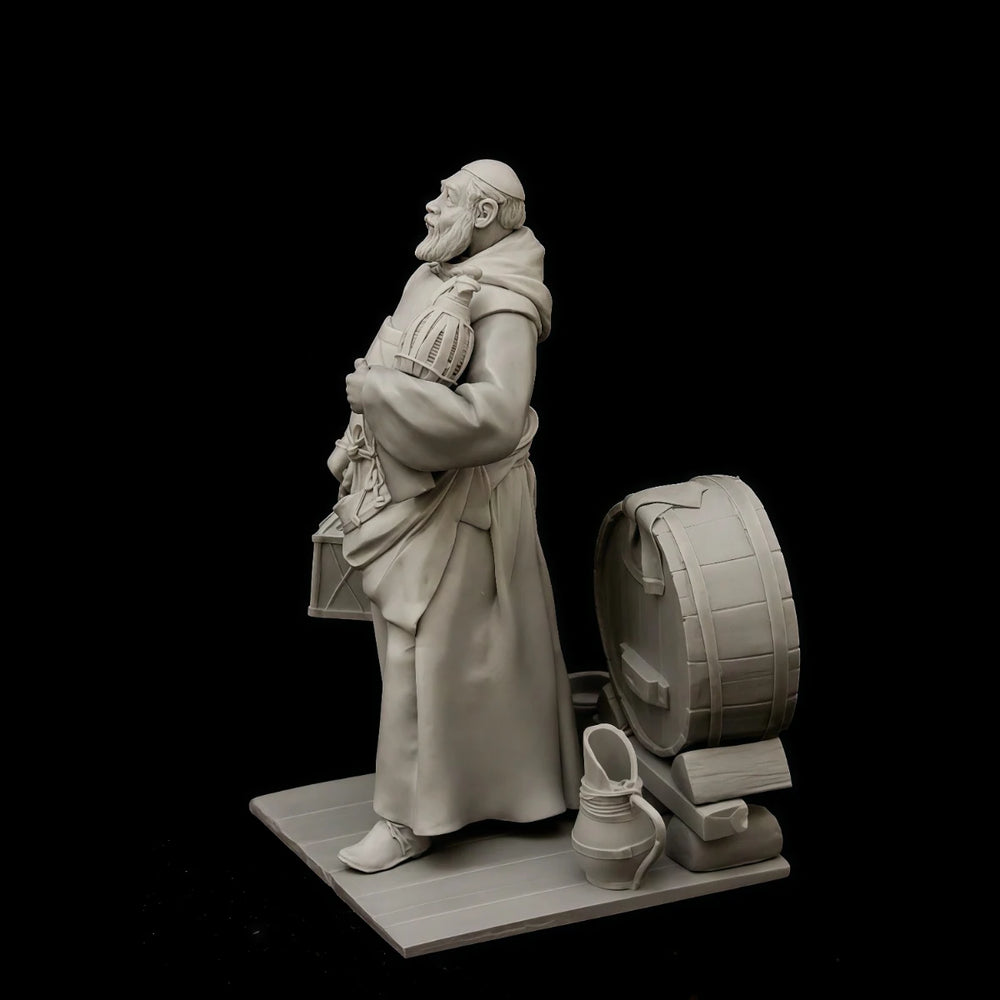 75mm Medieval Monk with Cooking Pots, Resin Model Figure Kit, Unassembled and Unpainted