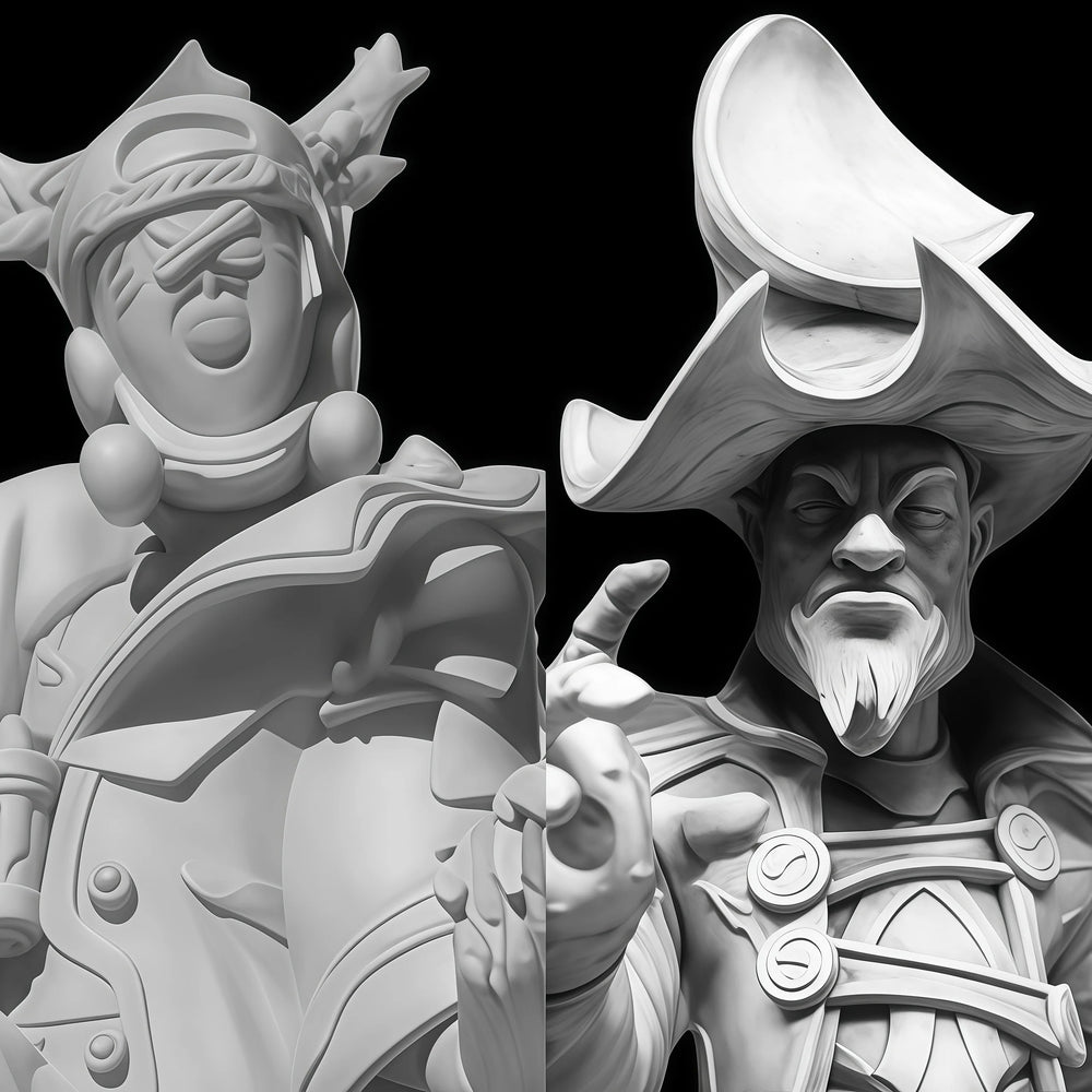 1/24 Old Man with Puppet, 3 Figures, Resin Model Figure Kit, Fantasy Theme, Unassembled and Unpainted