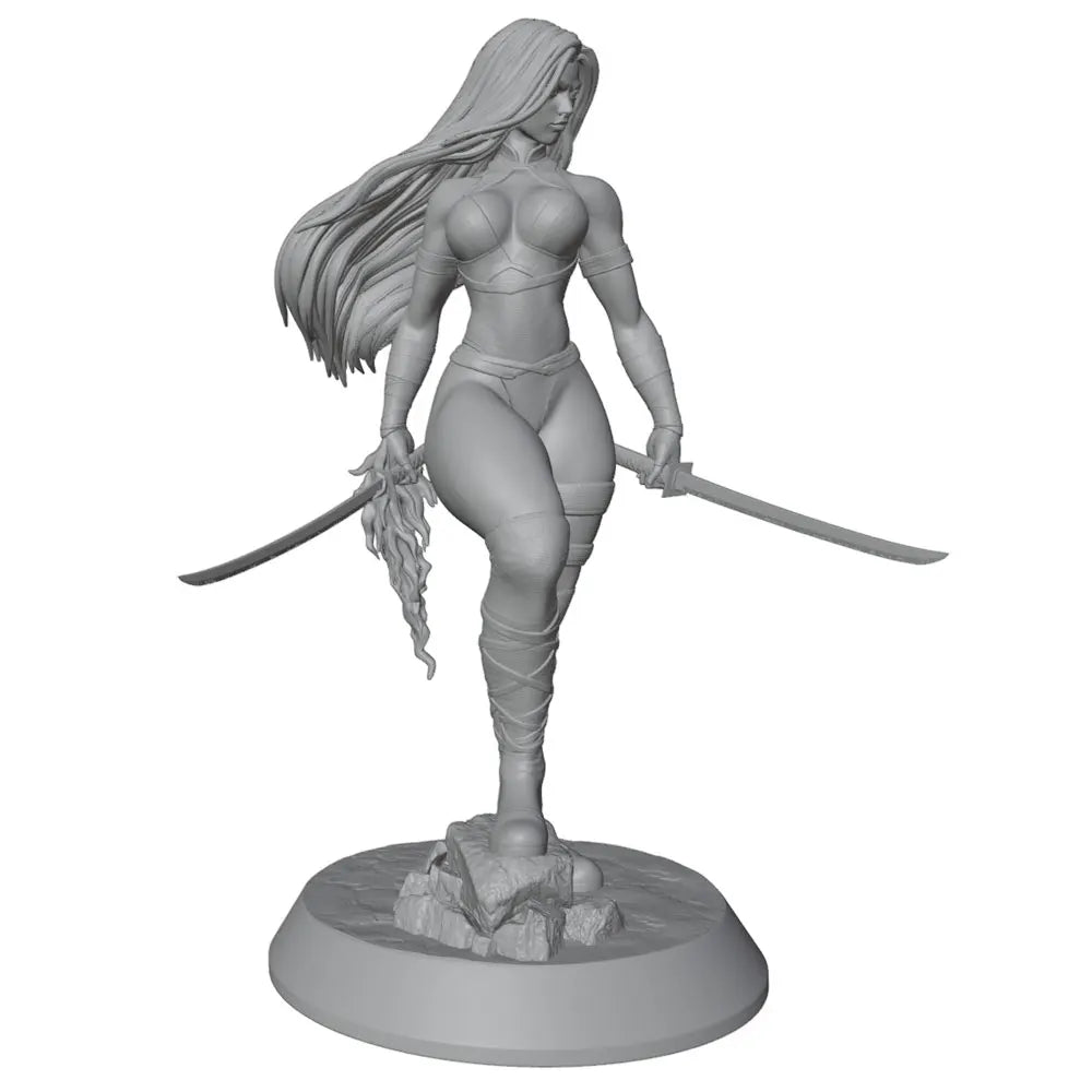 75mm Female Warrior with Scimitar and Leg Wraps, Resin Model Figure Kit, Fantasy Theme, Unassembled and Unpainted