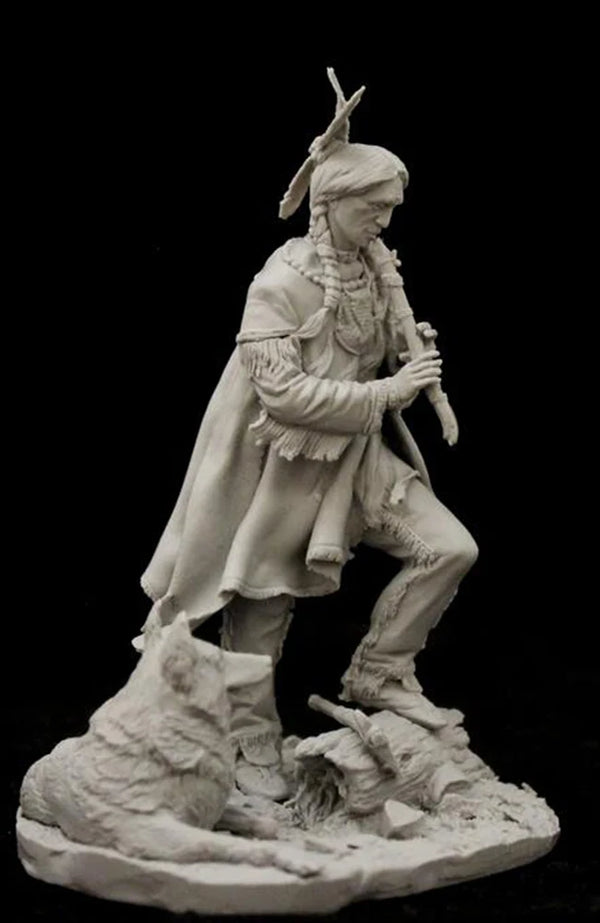 1/24 Napoleonic Prussian Officer with Wolf, Resin Model Figure Kit, Unassembled and Unpainted