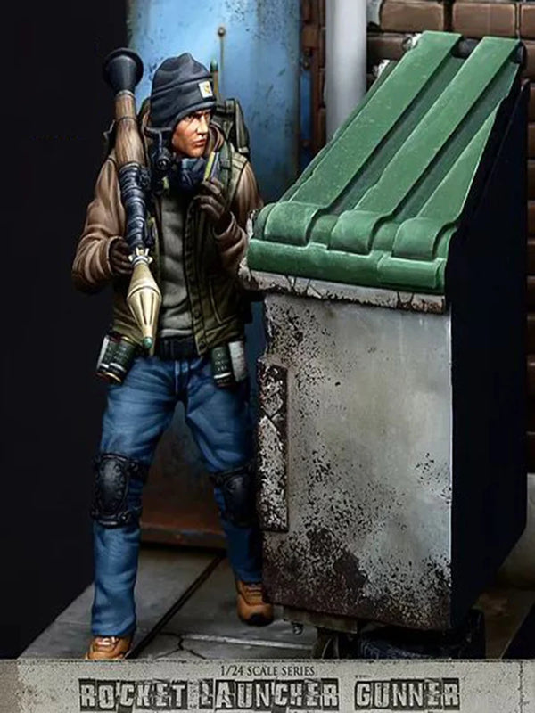 75mm WWII Soldier with Rocket Launcher, Resin Model Figure Kit, Unassembled and Unpainted