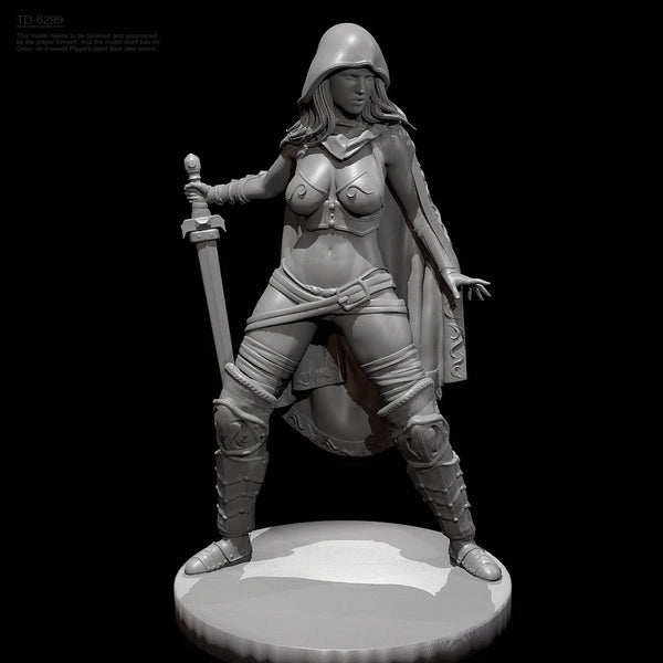 75mm Female Warrior with Sword, Resin Model Figure Kit, Fantasy Theme, Unassembled and Unpainted