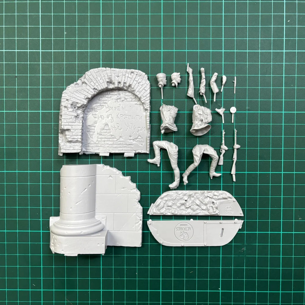 54mm Medieval Archer Soldiers Fortified Tower, 4 Figures, Resin Model Diorama Kit, Unassembled and Unpainted
