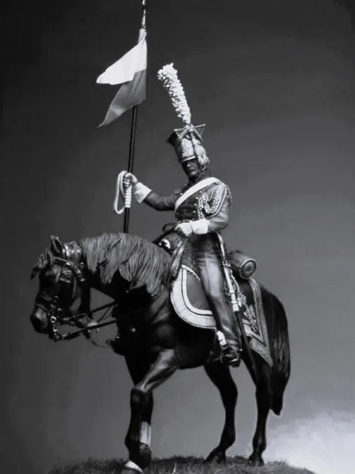 1/24 Napoleonic Cavalry Officer with Standard, Resin Model Figure Kit, Unassembled and Unpainted
