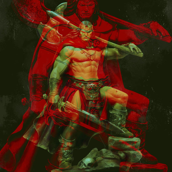 80mm Crowned Barbarian with Axe and Cape, Resin Model Figure Kit, Fantasy Theme, Unassembled and Unpainted