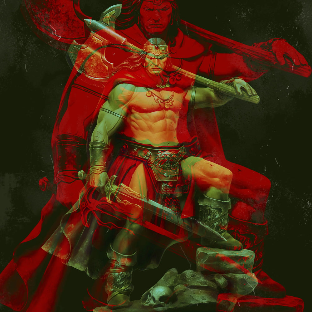 80mm Crowned Barbarian with Axe and Cape, Resin Model Figure Kit, Fantasy Theme, Unassembled and Unpainted