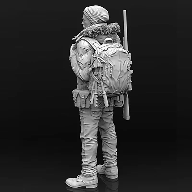 1/35 Modern Soldier with Lantern, Resin Model Figure Kit, Unassembled and Unpainted