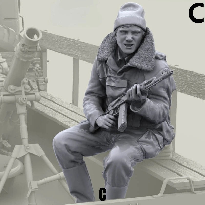 1/16 Modern Russian Internal Troops Mortar Crew, 5 Figures, Resin Model Figure Kit, Unassembled and Unpainted