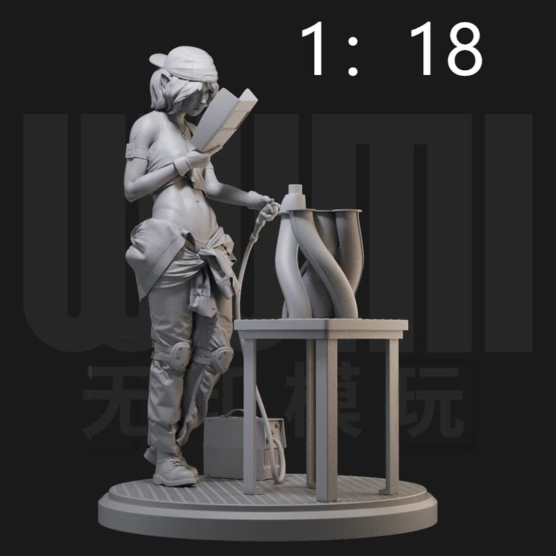 1/24 Female Mechanic, Resin Model Figure Kit, Unassembled and Unpainted