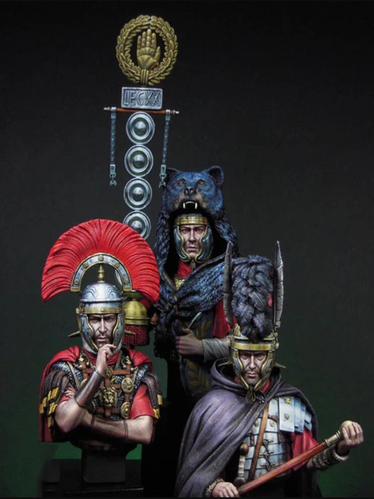 1/12 Ancient Roman Soldiers, 3 Figures, Resin Model Bust Kit, Unassembled and Unpainted
