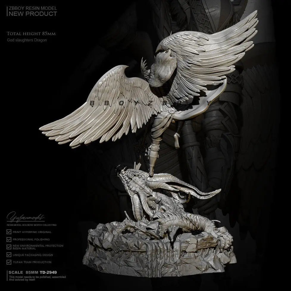 85mm Winged Female Warrior, Resin Model Figure Kit, Fantasy Theme, Unassembled and Unpainted