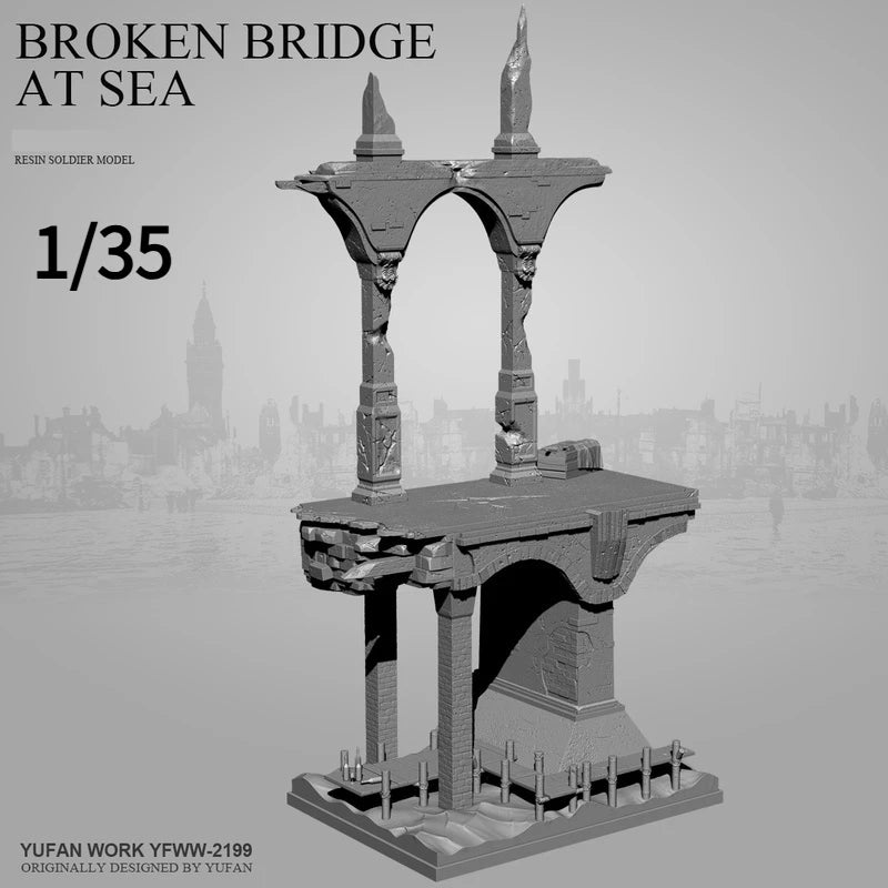 1/35 Ruins Bridge, Resin Model Terrain Kit, Fantasy Theme, Unpainted
