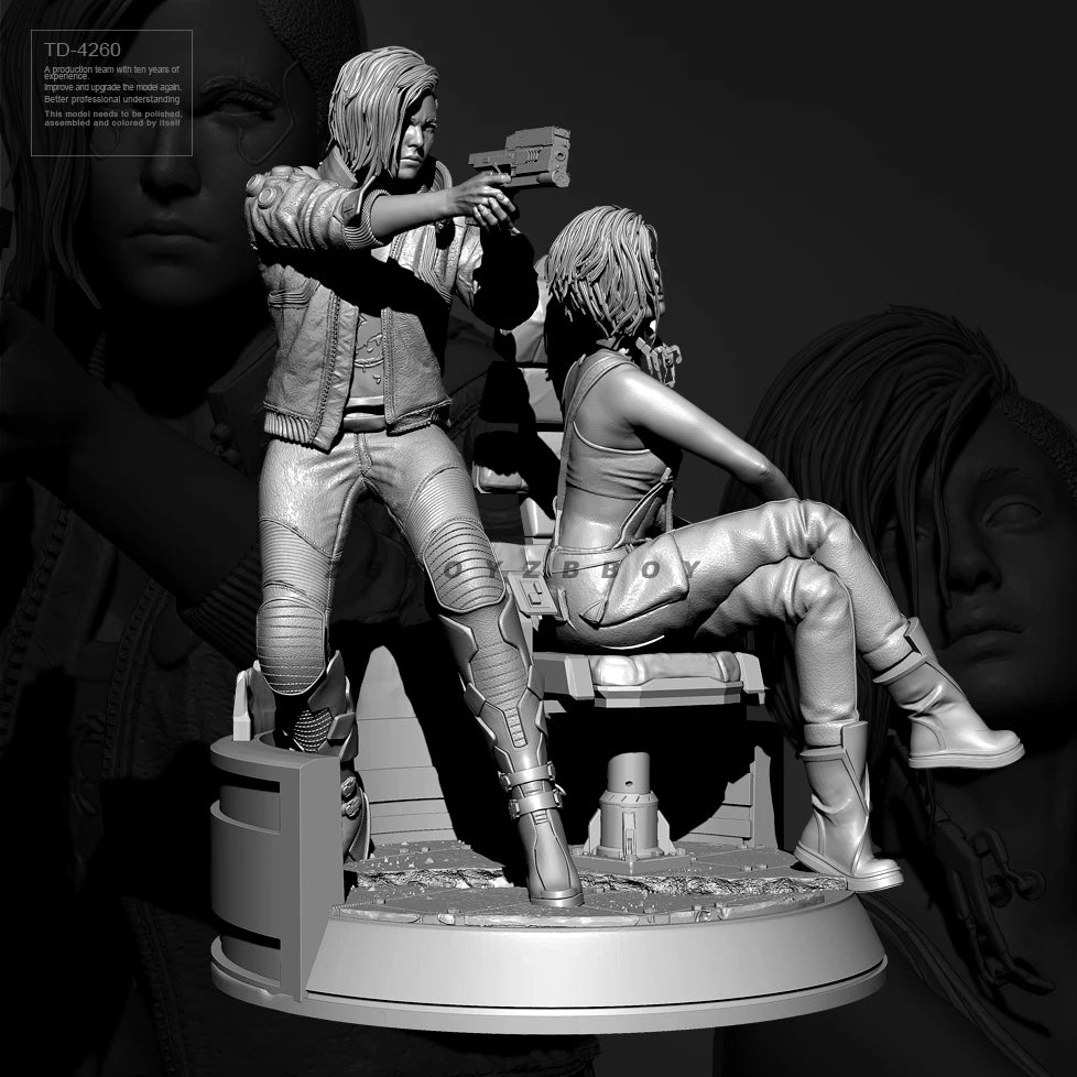 50mm Modern Female Soldiers, 2 Figures, Resin Model Figure Kit, Unassembled and Unpainted