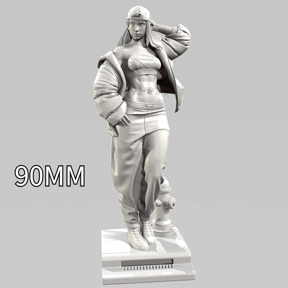 75mm Female with Baseball Cap and Shorts, Resin Model Figure Kit, Unassembled and Unpainted