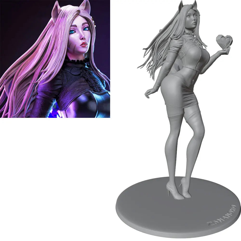 1/24 Winged Succubus with Heart, Resin Model Figure Kit, Fantasy Theme, Unassembled and Unpainted