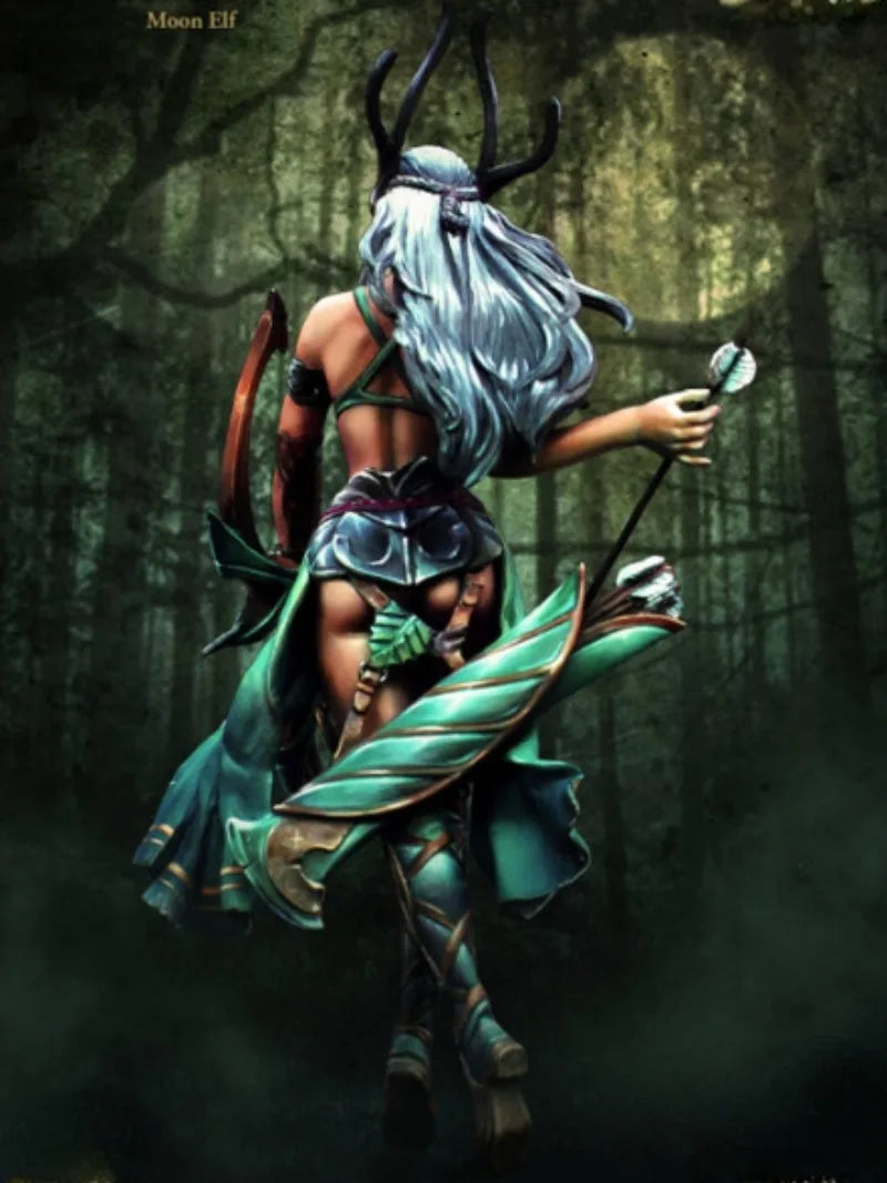 1/24 Moon Elf Warrior with Crossbow, Resin Model Figure Kit, Fantasy Theme, Unassembled and Unpainted