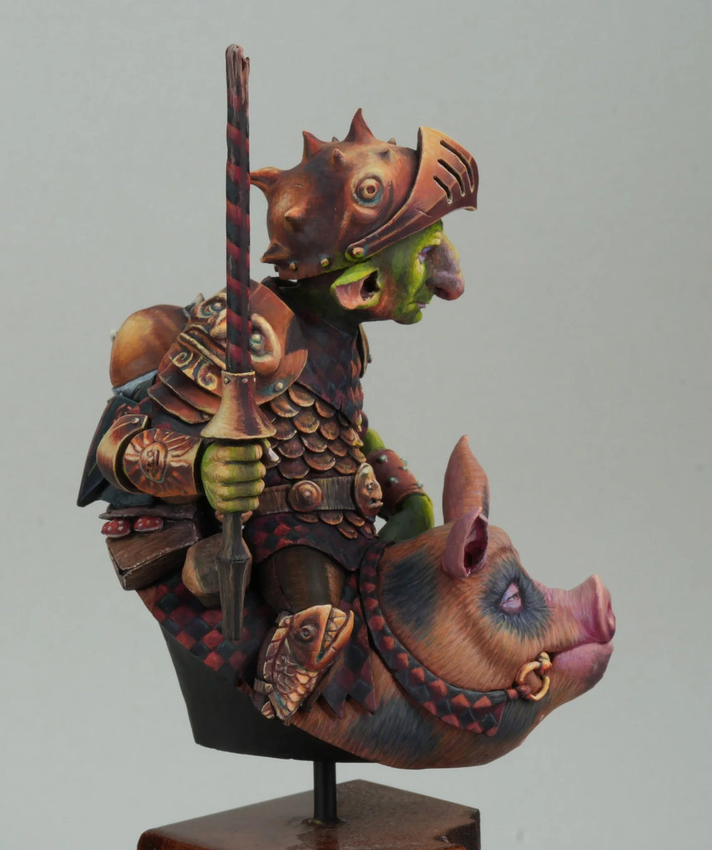 1/12 Orc Warlord on Armored Boar, Resin Model Bust Kit, Fantasy Theme, Unassembled and Unpainted
