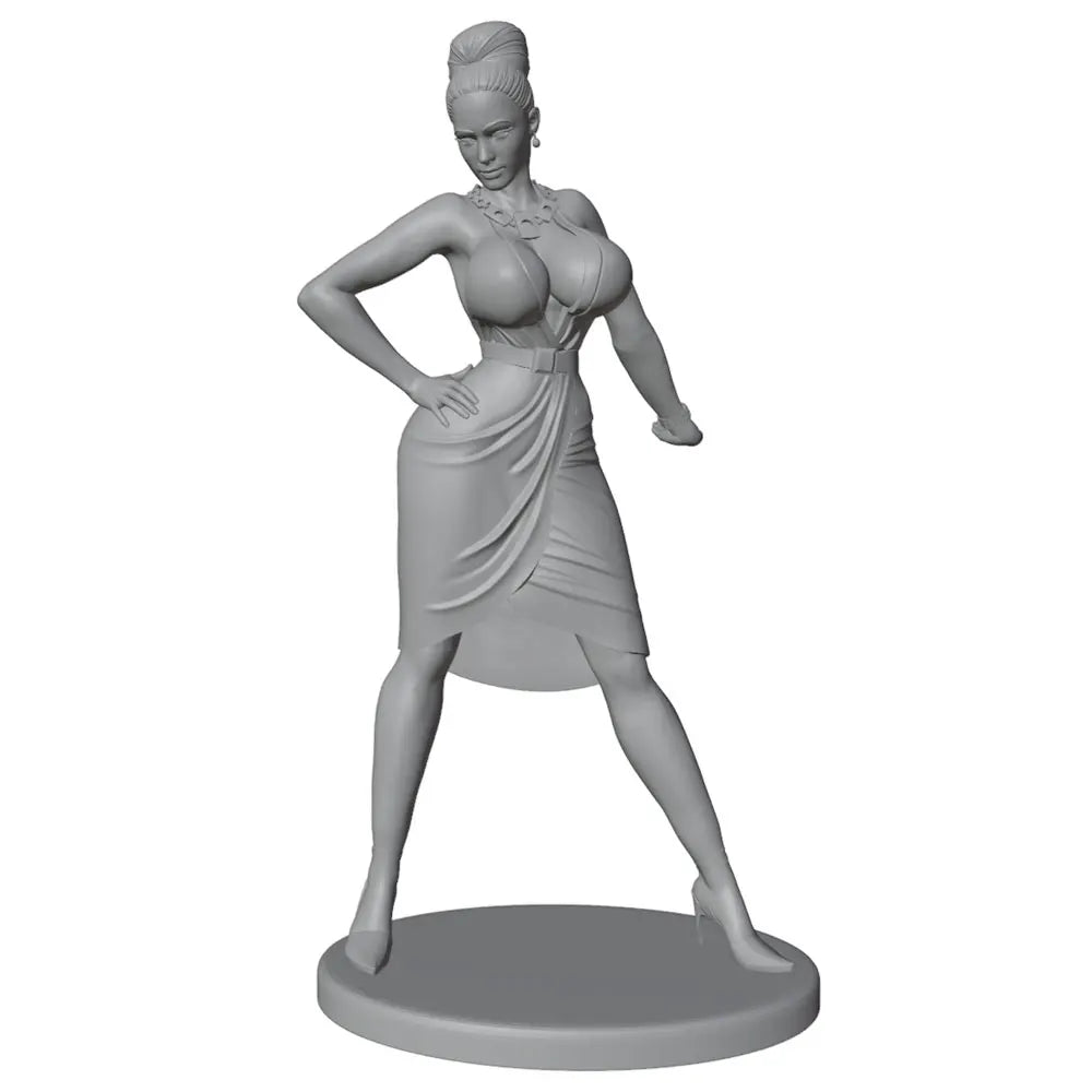 1/24 Woman Posing with Hands on Hips in Wrap Dress, Resin Model Figure Kit, Unassembled and Unpainted