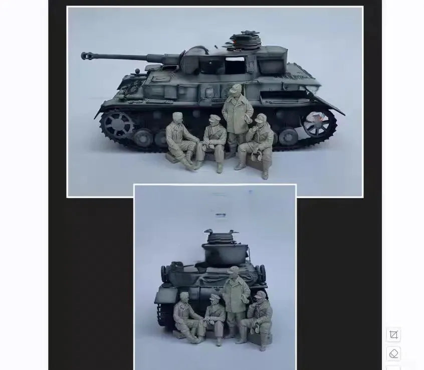 1/35 WWII US Sherman Tank Crew, 4 Figures, Resin Model Figure Kit, Unassembled and Unpainted