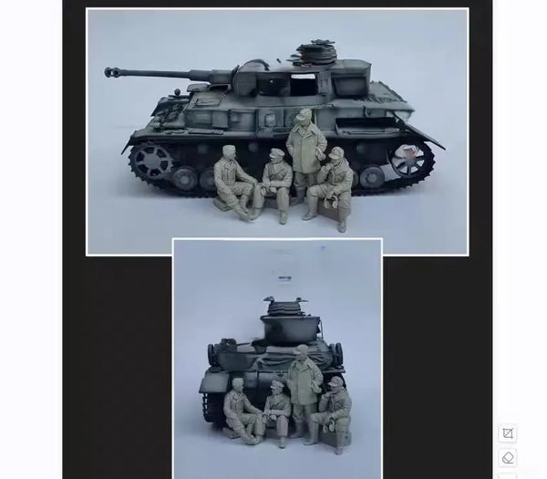 1/35 WWII US Sherman Tank Crew, 4 Figures, Resin Model Figure Kit, Unassembled and Unpainted