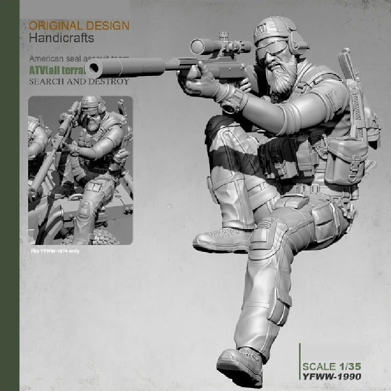 1/35 Modern American Sniper Soldier, Resin Model Figure Kit, Unassembled and Unpainted