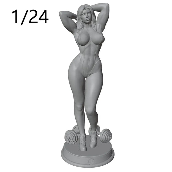 1/24 Athletic Woman in Power Pose, Resin Model Figure Kit, Unassembled and Unpainted