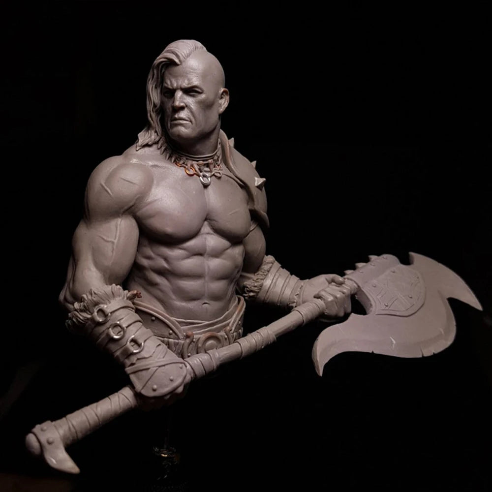 1/12 Tribal Barbarian Warrior, Resin Model Bust Kit, Fantasy Theme, Unassembled and Unpainted