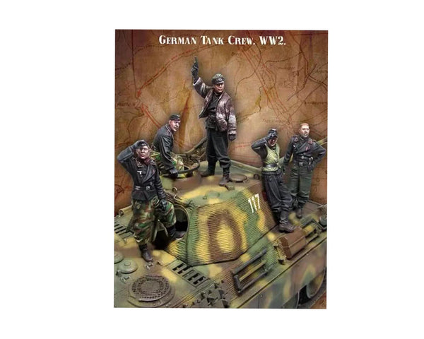 1/35 WWII German Panzer Commander and Crew, 5 Figures, Resin Model Figure Kit, Unassembled and Unpainted