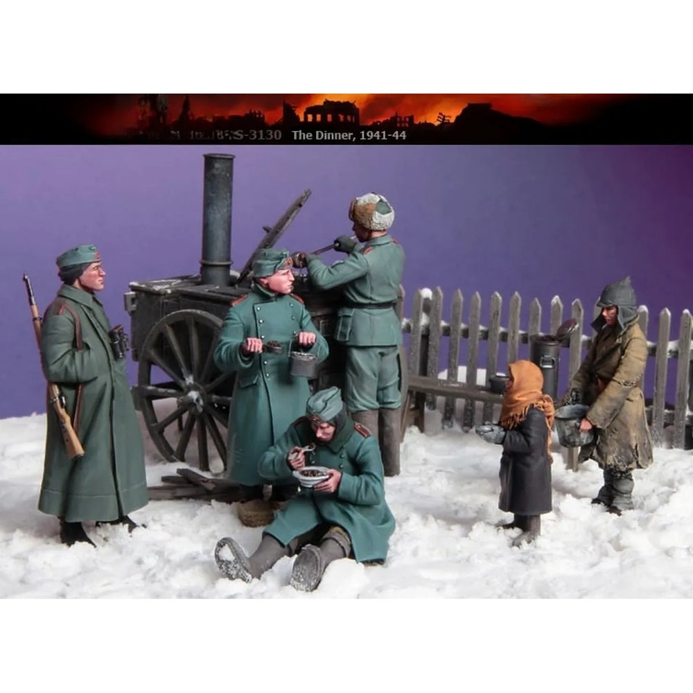 1/35 WWII German Soldiers & Children, 6 Figures, Resin Model Figure Kit, Unassembled and Unpainted