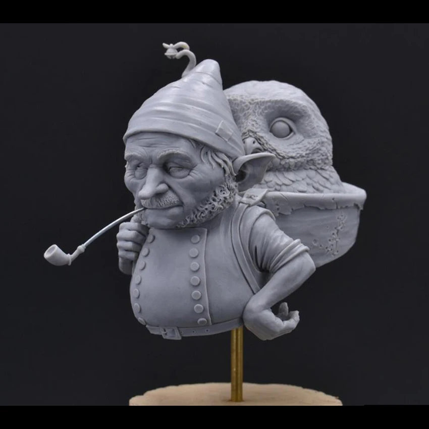 70mm Snokin and the Owl, Resin Model Bust Kit, Fantasy Theme, Unassembled and Unpainted