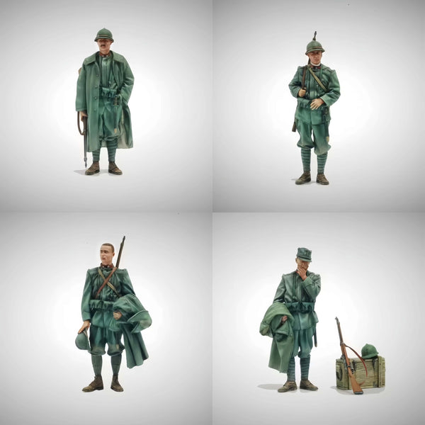 1/35 WWII Soldier Squad, 4 Figures, Resin Model Figure Kit, Unassembled and Unpainted