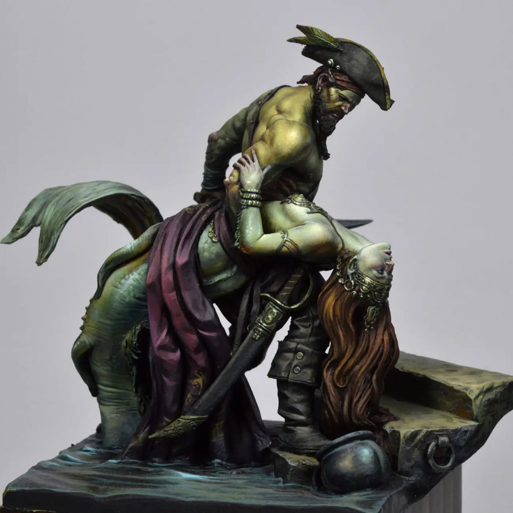 1/24 Pirate and Mermaid, 2 Figures, Resin Model Diorama Kit, Fantasy Theme, Unassembled and Unpainted