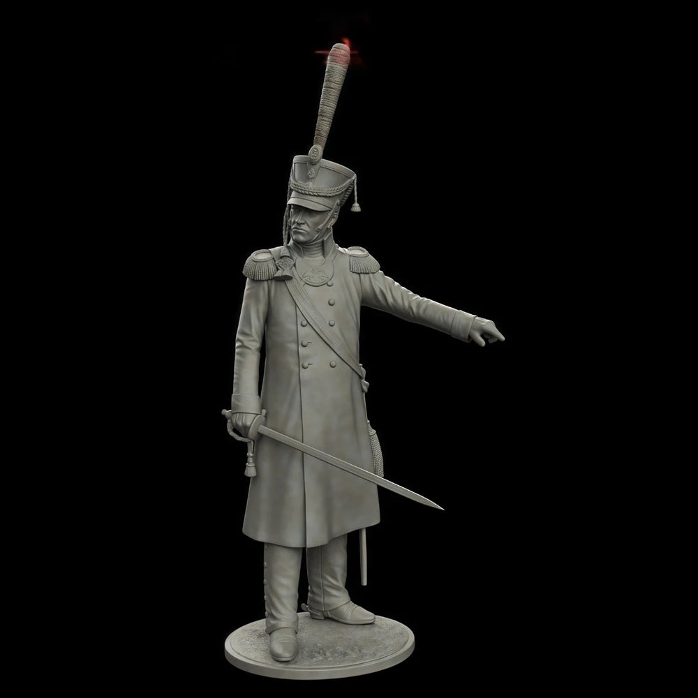 75mm Napoleonic Russian Grenadiers Officer, Resin Model Figure Kit, Unassembled and Unpainted
