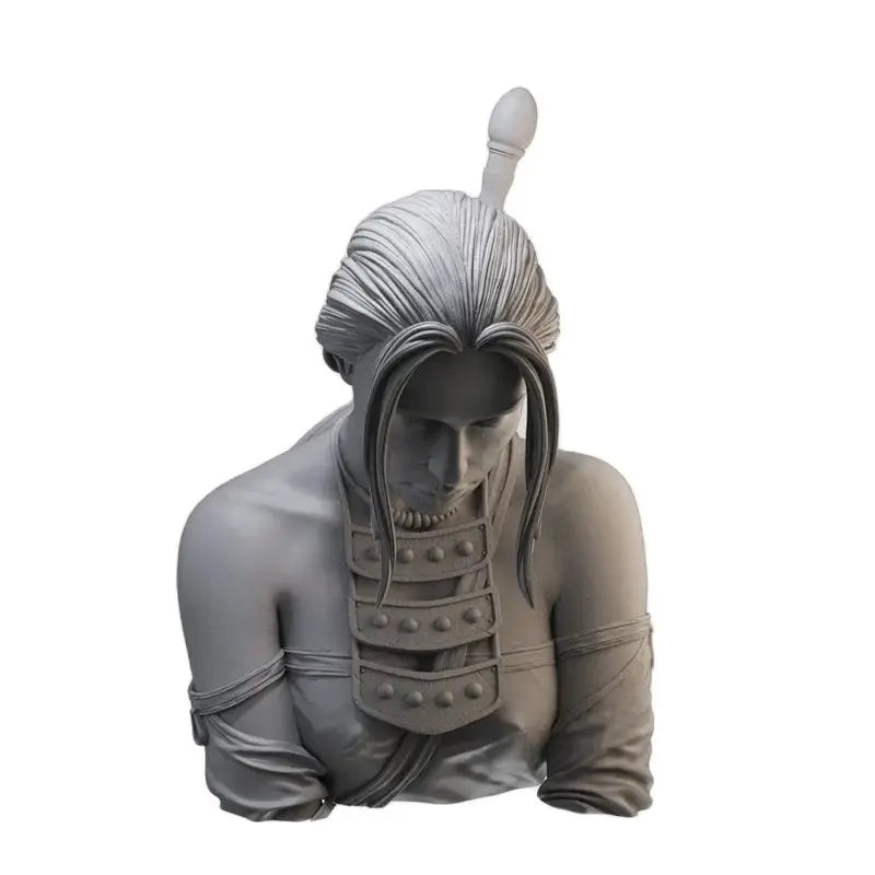 1/10 Female Warrior with Spiked Crown and Back Sword, Resin Model Bust Kit, Fantasy Theme, Unassembled and Unpainted