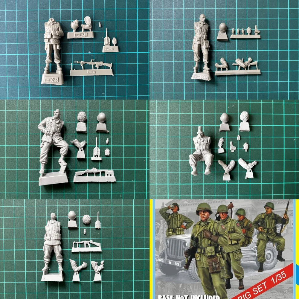 1/35 WWII US Airborne Squad in Combat Assault, 5 Figures, Resin Model Figure Kit, Unassembled and Unpainted