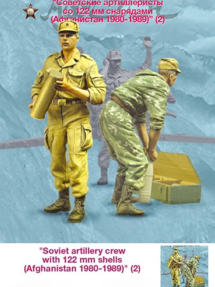 1/35 Cold War Soviet Artillery Crew Afghanistan 1980s, 2 Figures, Resin Model Figure Kit, Unassembled and Unpainted