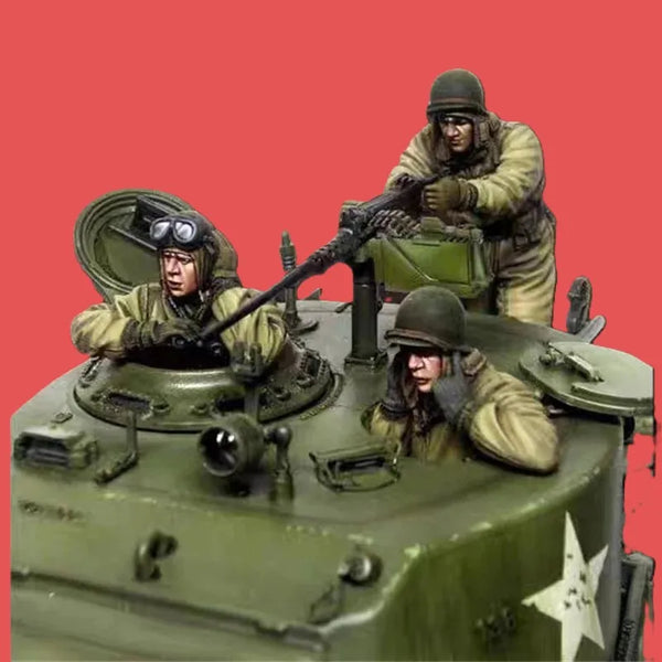 1/35 WWII German Anti-Tank Team, 3 Figures, Resin Model Figure Kit, Unassembled and Unpainted