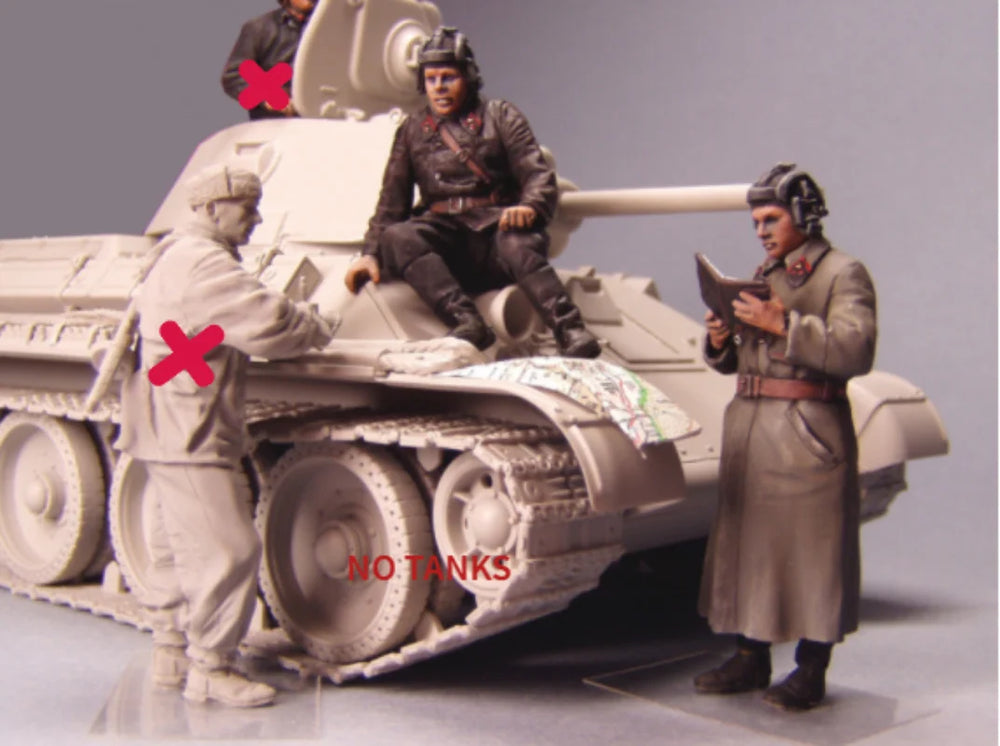 1/35 WWII Soviet Tank Crew Dismounted in Combat, 7 Figures, Resin Model Figure Kit, Unassembled and Unpainted