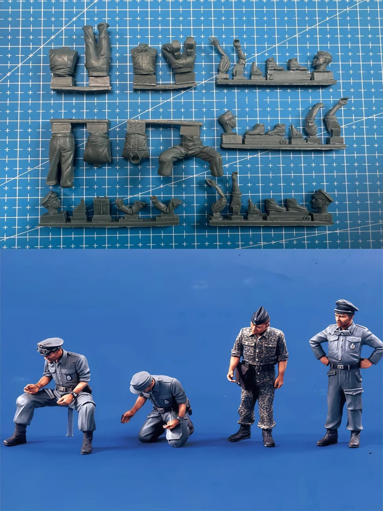 1/35 Modern Factory Workers in Overalls, 4 Figures, Resin Model Figure Kit, Unassembled and Unpainted