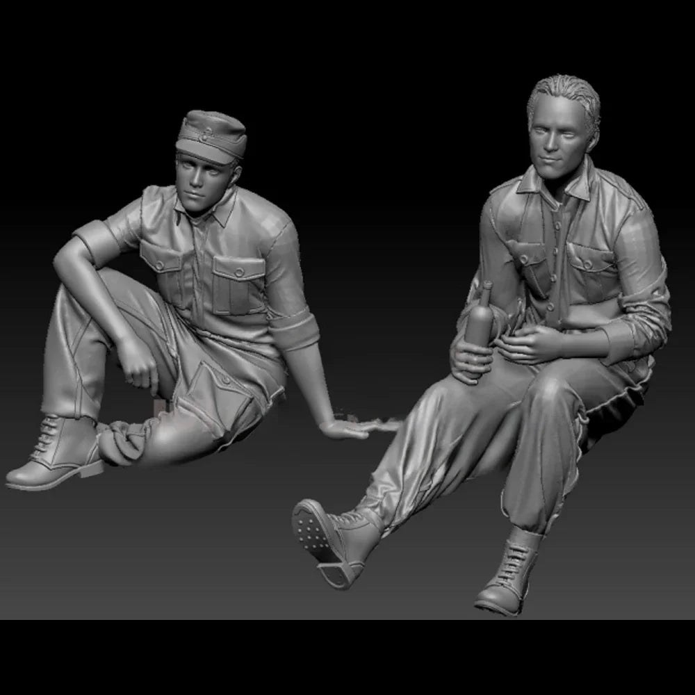 1/35 WWII British Infantrymen at Rest, 2 Figures, Resin Model Figure Kit, Unassembled and Unpainted