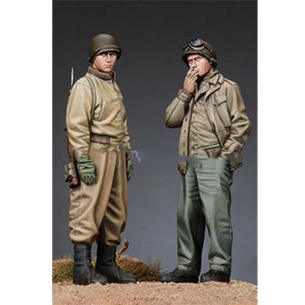 1/35 WWII US Infantry with Contemplative Soldier, 2 Figures, Resin Model Figure Kit, Unassembled and Unpainted