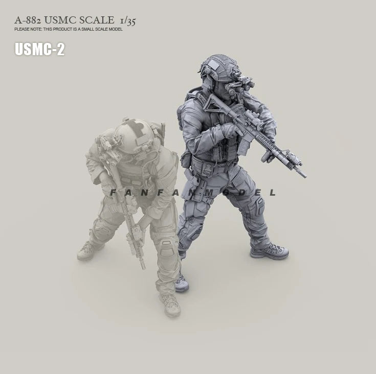1/35 Modern USMC Fire Team in Combat Positions, 3 Figures, Resin Model Figure Kit, Unassembled and Unpainted